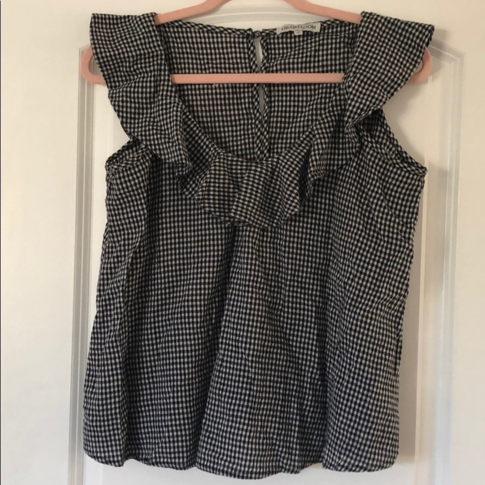 Heart Loom Button Back Gingham Top - image 1